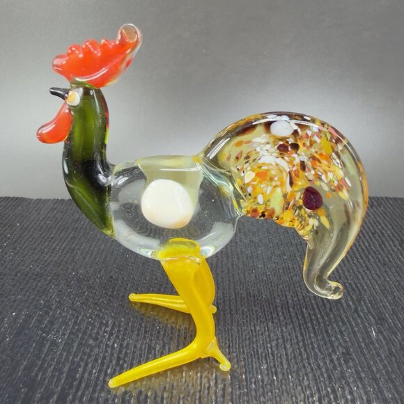 Vintage Italian Art Glass Rooster Chicken Bird Blown Glass Small Figurine Italy - Picture 11 of 11